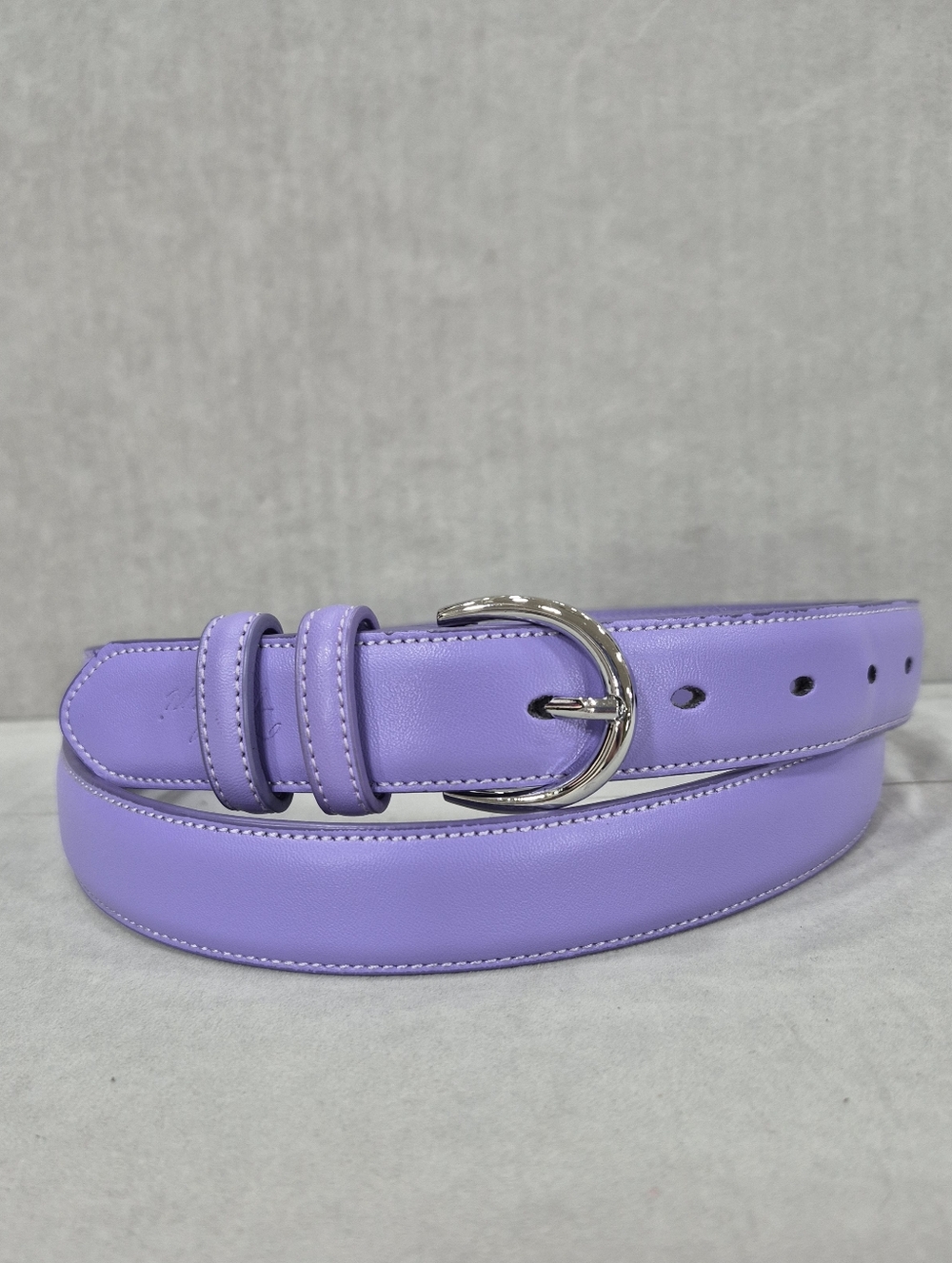 Falari belt women's XL 42-44 violet purple leather silver rounded buckle